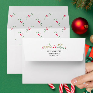 Jolly Wishes Christmas Holiday Card Envelopes