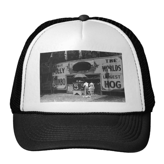 Jolly World's Largest Hog Vintage Carnival Photo Trucker Hats