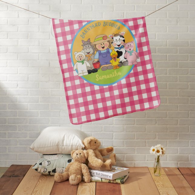 JollyKins Barnyard Buddies Girl Baby Blanket (In Situ)