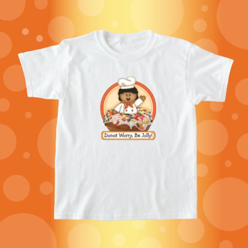 JollyKins Donut Worry Be Jolly Orange T_Shirt
