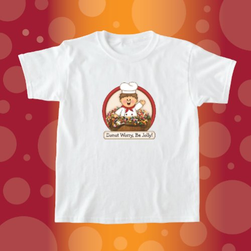 JollyKins Donut Worry Be Jolly Red  T_Shirt