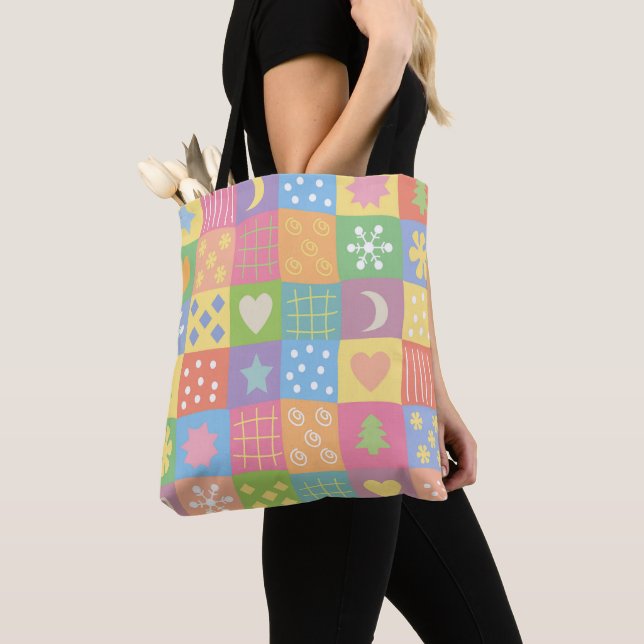 JollyKins Pastel Patchwork Tote Bag (Close Up)