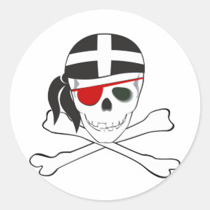 JollyRoger wearing Cornish Flag Classic Round Sticker