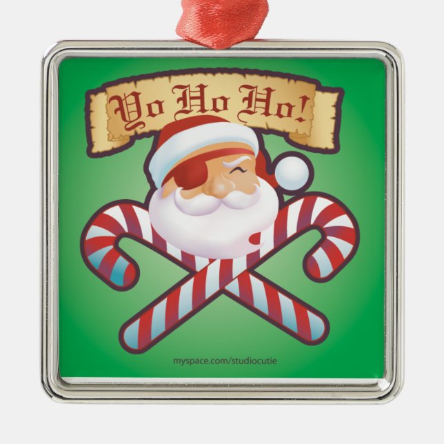 JollySanta Ornament-Square Metal Ornament (Front)