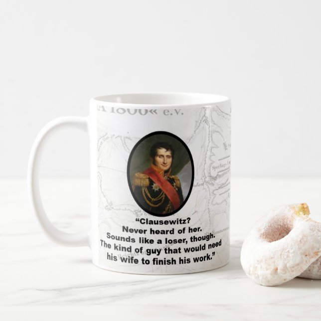 Jomini Thinks Clausewitz is a Loser Coffee Mug (With Donut)