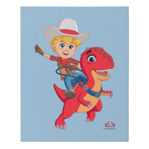Jon and Blitz Dino Ranch Faux Canvas Print