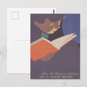 Jon O Brubaker Vintage Book Week Reading Poster Postcard