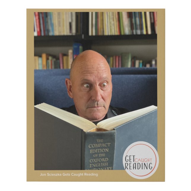 Jon Scieszka Gets Caught Reading Faux Canvas Print (Front)