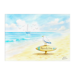 Jon Seagull - Peace & Love Acrylic Print