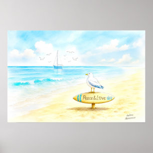 Jon Seagull - Peace & Love  Poster