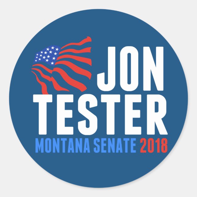 Jon Tester for Montana Senate 2018 Classic Round Sticker (Front)