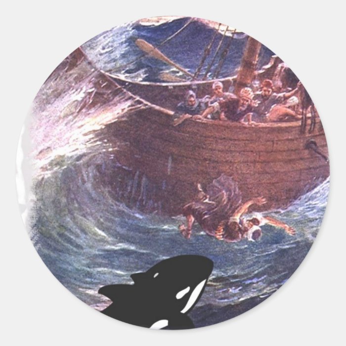 Jonah 117   Jonah and the Whale Round Sticker