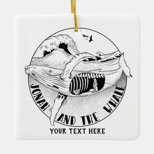 Jonah and the whale ceramic ornament (Front)