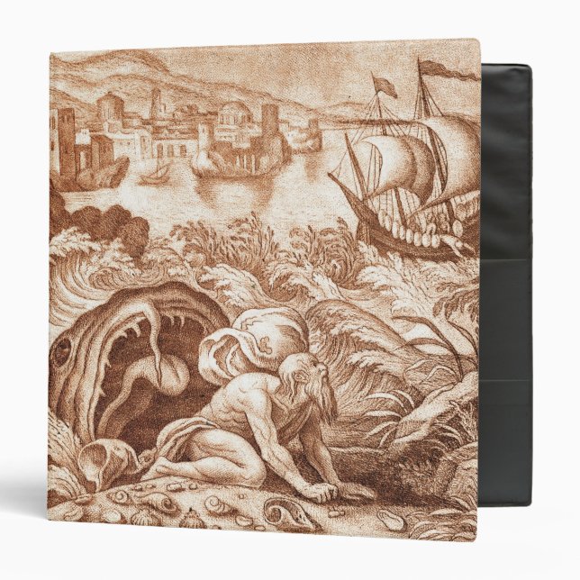 Jonah and the Whale, illustration from a Bible, en Binder (Front/Inside)