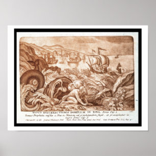 Jonah and the Whale, illustration from a Bible, en Poster