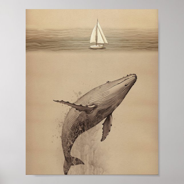 Jonah and the Whale - Modern Minimalist Poster (Front)