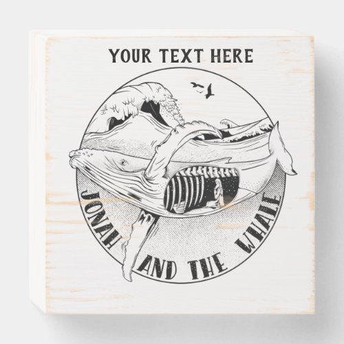 Jonah and the whale wooden box sign