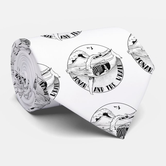 Jonah in the while bible art neck tie (Rolled)