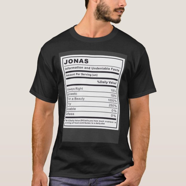 Jonas Information and Undeniable Facts T-Shirt (Front)