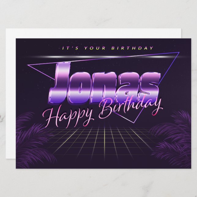 Jonas Name First Name purla retro Card Birthday (Front/Back)