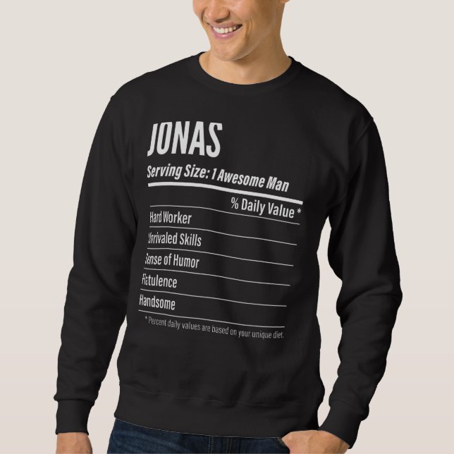 Jonas Serving Size Nutrition Label Calories Sweatshirt (Front)