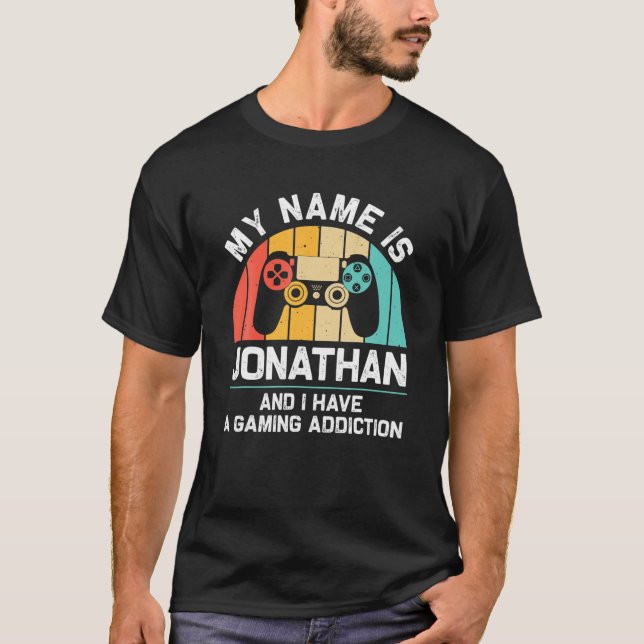 JONATHAN Gift Name Personalized Funny Gaming Geek T-Shirt (Front)