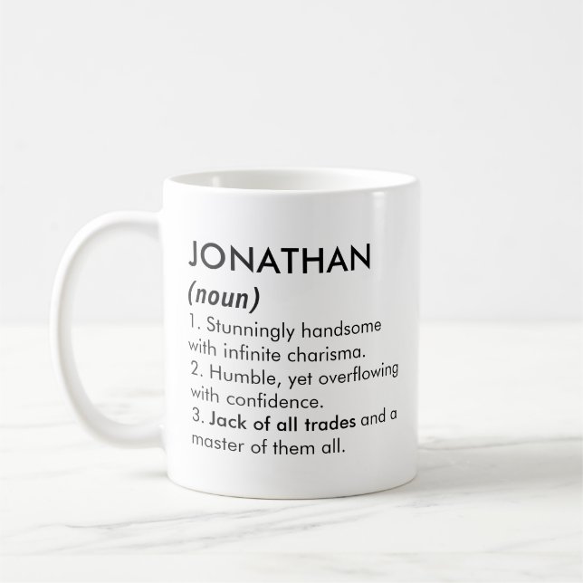 Jonathan name, Editable name, Custom name Coffee Mug (Left)