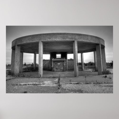 Jones Beach Gazebo Black and White Poster