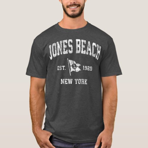 Jones Beach New York NY Vintage Boat Anchor Flag T_Shirt