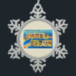 Jones Beach New York NY Vintage Travel Souvenir Snowflake Pewter Christmas Ornament<br><div class="desc">Jones Beach,  New York NY

A nostalgic,  vintage travel souvenir postcard image,  an authentic retro design. Greetings from the American Travelogue Virtual Touring Company!</div>