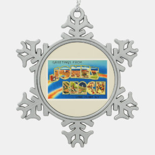 Jones Beach New York NY Vintage Travel Souvenir Snowflake Pewter Christmas Ornament