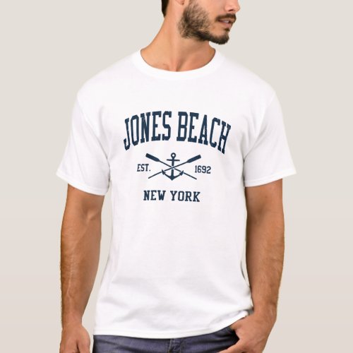Jones Beach NY Vintage Navy Crossed Oars  Anchor T_Shirt
