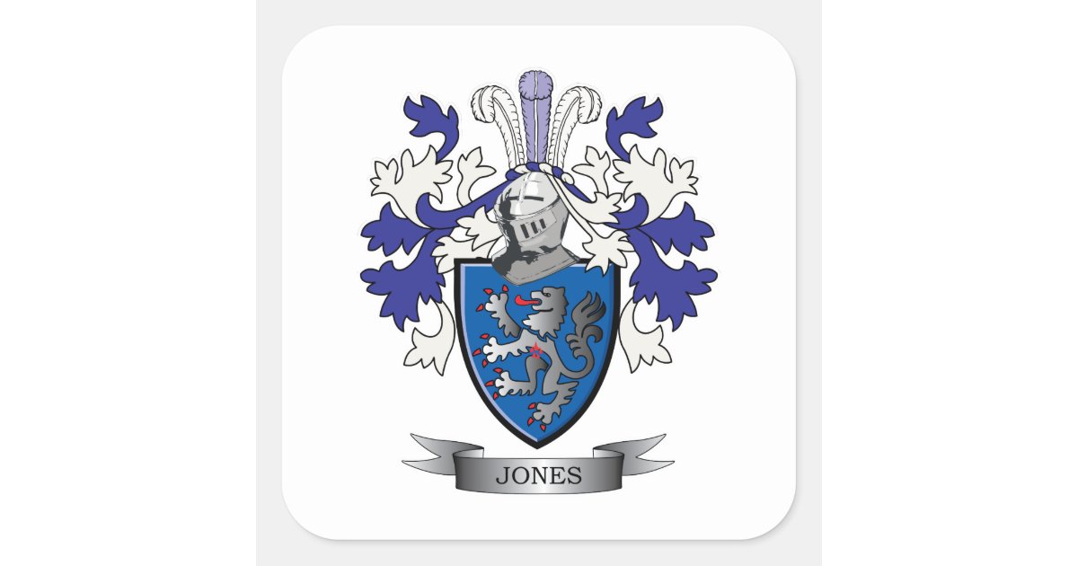 Jones Coat of Arms Square Sticker Zazzle