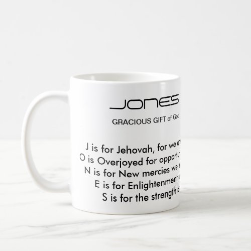 Jones Family Name Poem Mug