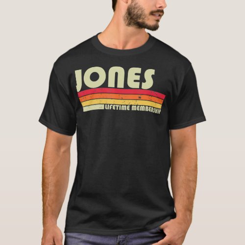 JONES Surname Funny Retro Vintage 80s 90s Birthday T_Shirt