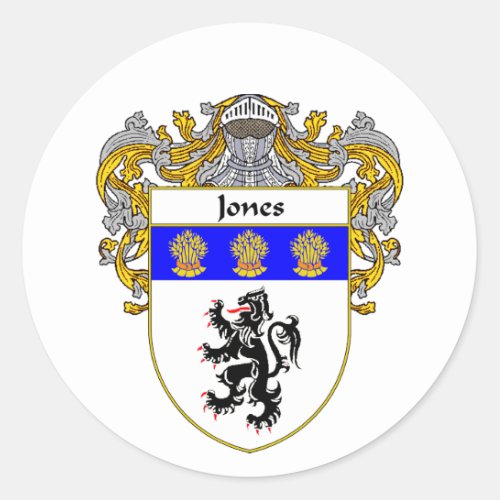 Jones Welsh Coat of Arms Mantled Classic Round Sticker