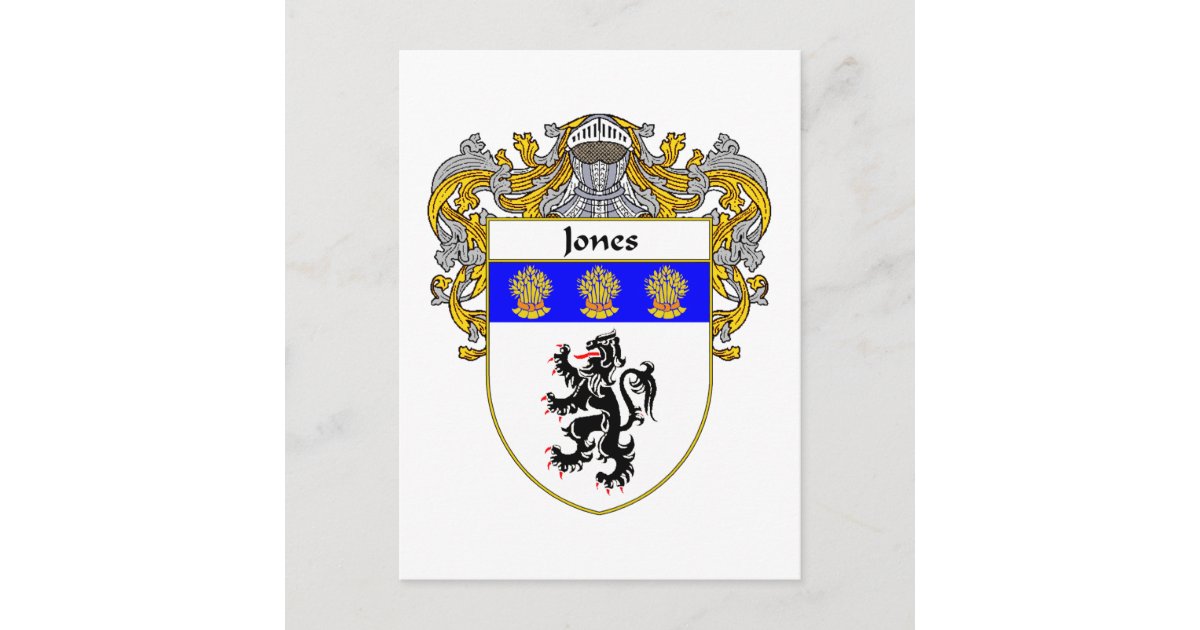 Jones Welsh Coat of Arms (Mantled) Postcard | Zazzle