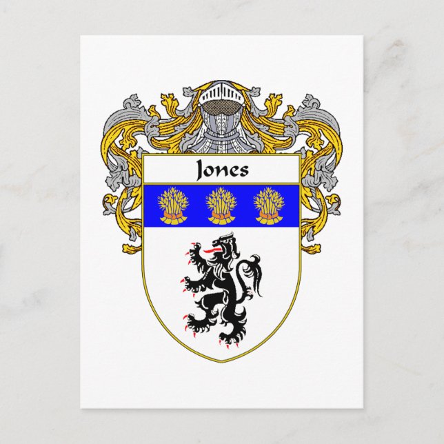 Jones Welsh Coat of Arms (Mantled) Postcard (Front)