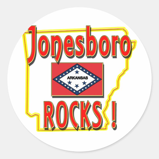 Jonesboro Rocks ! (red) Classic Round Sticker (Front)