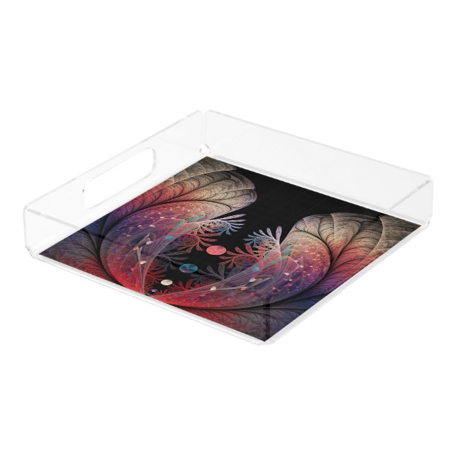 Jonglage Abstract Modern Fantasy Fractal Art Acrylic Tray (Angled)