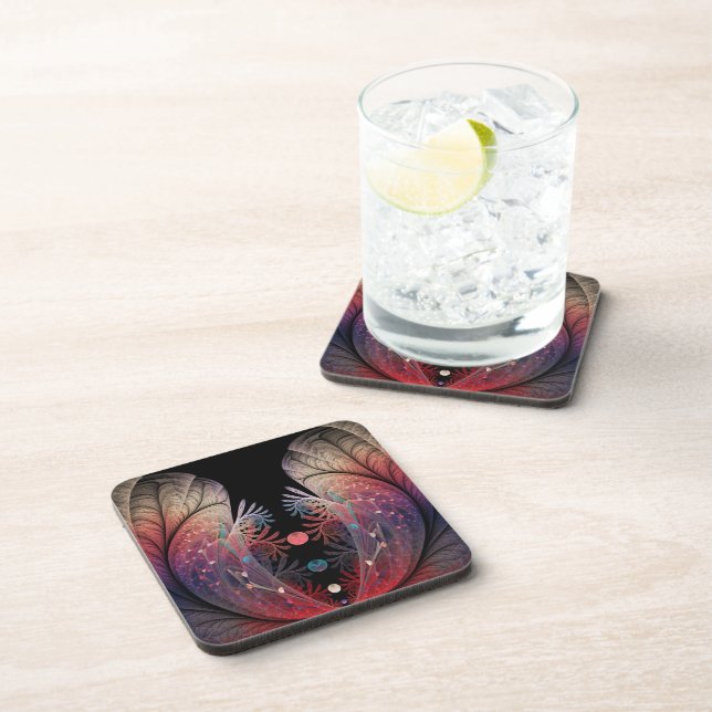 Jonglage Abstract Modern Fantasy Fractal Art Beverage Coaster (Right Side)