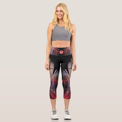 Jonglage Abstract Modern Fantasy Fractal Art Capri Leggings