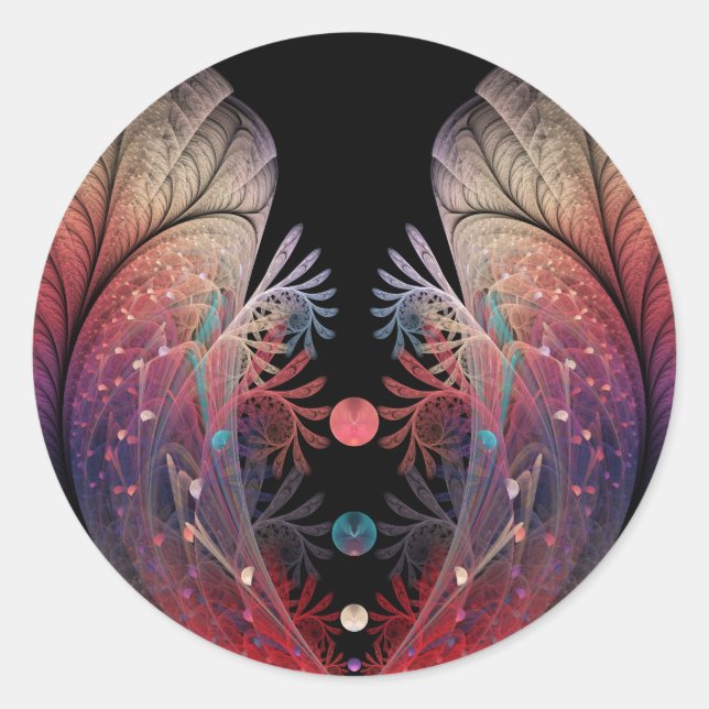 Jonglage Abstract Modern Fantasy Fractal Art Classic Round Sticker (Front)