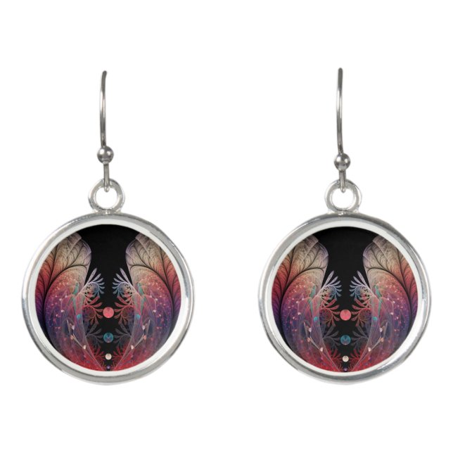 Jonglage Abstract Modern Fantasy Fractal Art Earrings (Front)