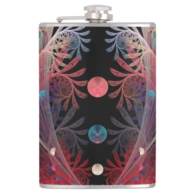 Jonglage Abstract Modern Fantasy Fractal Art Flask (Front)