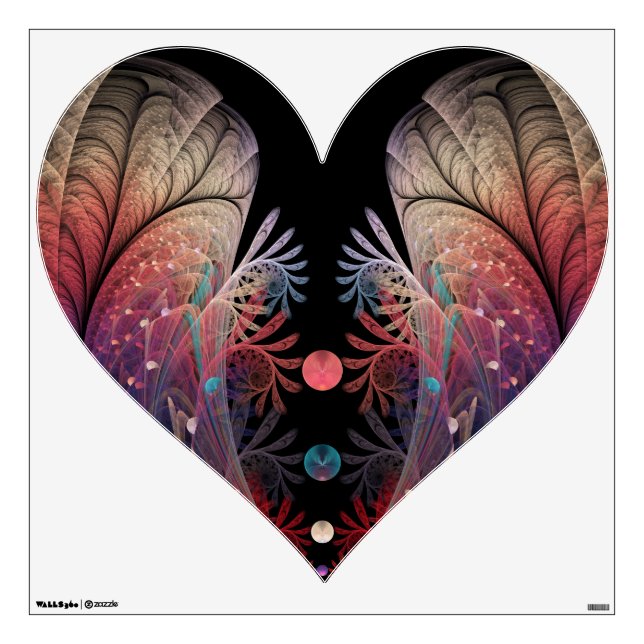 Jonglage Abstract Modern Fantasy Fractal Art Heart Wall Decal (Front)