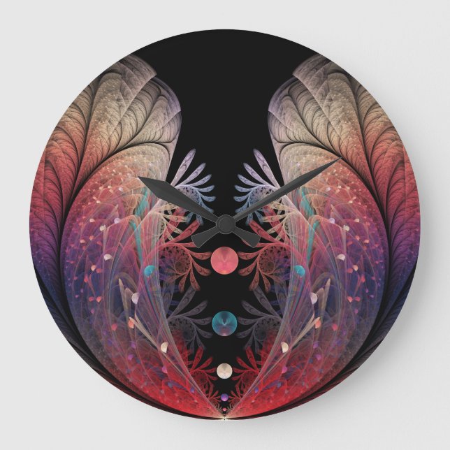 Jonglage Abstract Modern Fantasy Fractal Art Large Clock (Front)