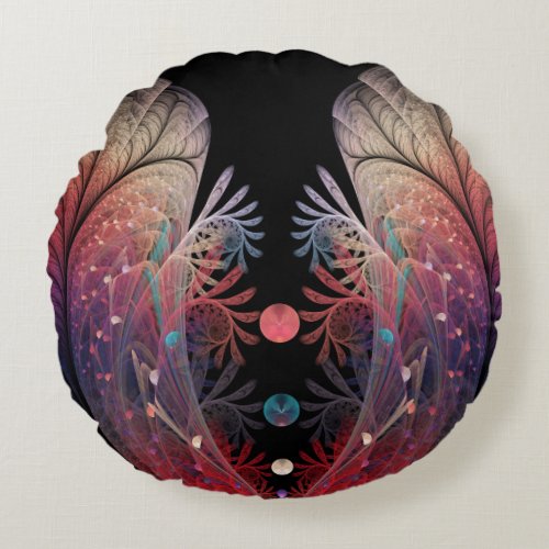 Jonglage Abstract Modern Fantasy Fractal Art Round Pillow