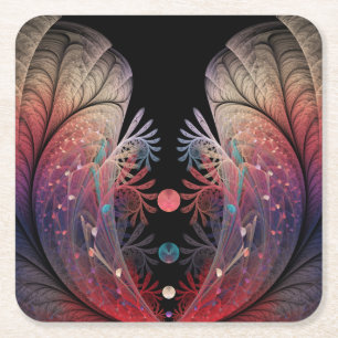 Jonglage Abstract Modern Fantasy Fractal Art Square Paper Coaster