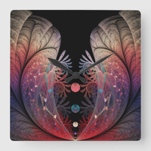 Jonglage Abstract Modern Fantasy Fractal Art Square Wall Clock